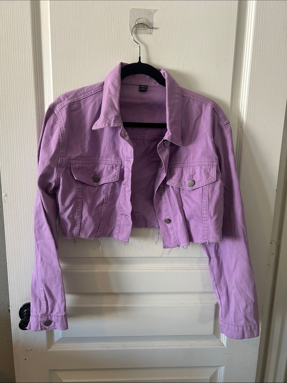 Cropped Lilac Denim Jacket - Women